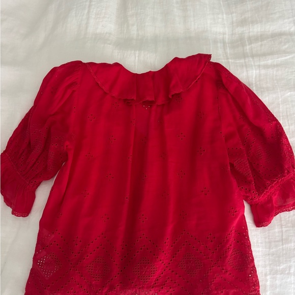 Madewell Red Ruffled Blouse - Picture 6 of 7
